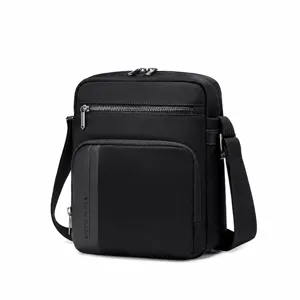 Men black nylon crossbody bag waterproof multi-functional shoulder bag casual business travel
