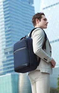 Men business casual laptop backpack water resistant daily commuter school backpack dark blue
