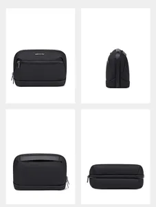 Black waterproof multi-functional men's clutch bag daily travel storage bag portable