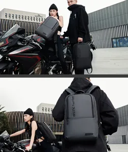 Men business casual waterproof laptop backpack large capacity travel school bag grey black