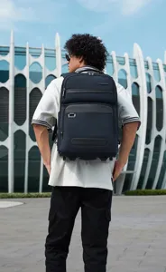 Business travel rolling backpack for men and women, waterproof trolley laptop bag with wheels.