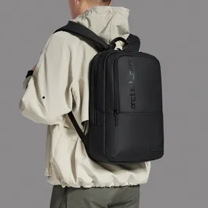 Men business backpack waterproof large capacity travel computer bag stylish black daypack.