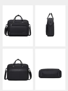 Professional waterproof business briefcase for men, large capacity laptop shoulder bag.