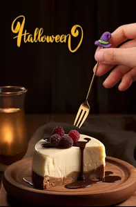 Halloween Edelstahl Dessert Löffel Set süße Hexenhut Gabel Festtagsgeschirr für Party