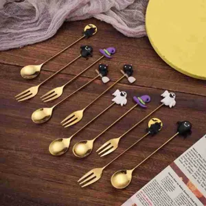 Halloween Edelstahl Löffel Gabel Set süße Cartoon Dessert Besteck Party Deko Geschenke