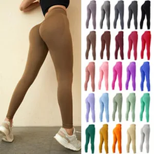 High-waisted seamless yoga leggings with peach butt lifting effect in multiple colors