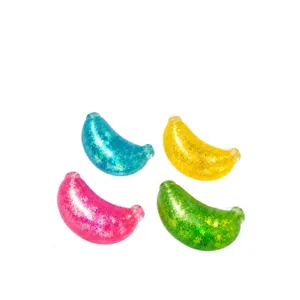 Jouets anti-stress banane à paillettes en quatre couleurs vives pour enfants et adultes