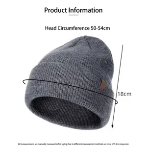 Gebreide grijze effen beanie voor kinderen, verdikte warme wintermuts voor koudebescherming.