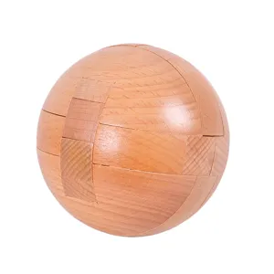 Adult Wooden Brain Teaser Puzzle Classic Kongming Lock Lu Ban Lock Beech Wood Spherical Mechanical Interlocking Toy