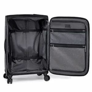 Arctic Hunter schwarzer Business Reisekoffer Trolley mit Fächern und Reißverschluss offen