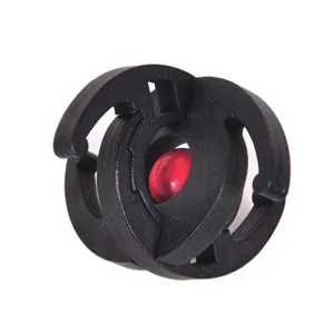 Wooden Interlocking Burr Puzzle Brain Teaser Toy Detail View of Black Wood Structure Red Ball