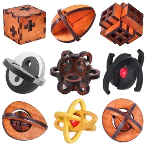 Wooden Classic Educational Puzzle Toy Kongming Lock Luban Lock Brain Teaser Interlocking Cube For Kids And Adults