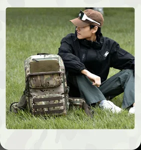 Tactical outdoor backpack large capacity mountaineering hiking camping camo bag for travel.