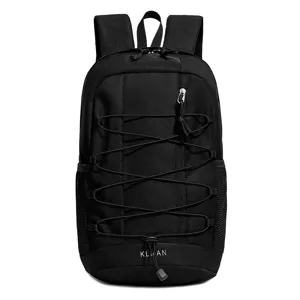 Black casual backpack for men and women, stylish school bookbag and computer bag.