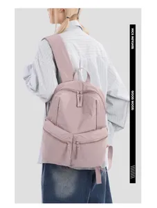 Zaino casual monocolore di grande capacità borsa da viaggio portatile elegante chic