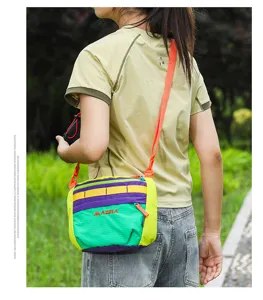 Dopamine color-blocking outdoor sports crossbody bag, waterproof single-shoulder casual bag.