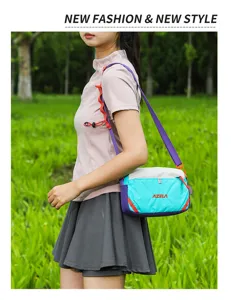 Outdoor dopamine color-blocking sports shoulder bag, lightweight casual crossbody bag for hiking.