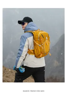 Lightweight outdoor sports backpack waterproof hiking camping travel daypack for men yellow