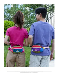Colorful patchwork waist bag for men and women, casual outdoor sports travel camping crossbody bag.