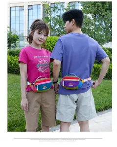 Multi-panel color block waist bag outdoor travel casual sports sling crossbody bag for men women