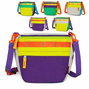 AZELA Colorblock Crossbody Bag Waterproof Nylon Shoulder Bag Lightweight Casual Outdoor Hiking Sport Phone Bag