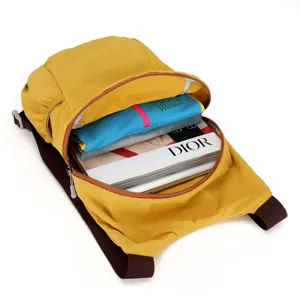 Yellow lightweight outdoor backpack casual travel daypack with spacious interior storage