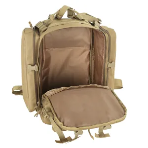 Khakifarbener taktischer Outdoor-Rucksack Grossraum Reisetasche Hauptansicht offen