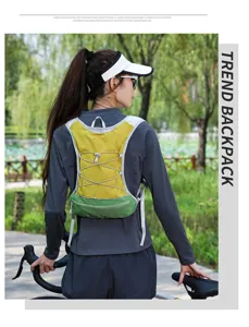 Outdoor cycling hydration backpack, lightweight running marathon sports vest with mesh straps.