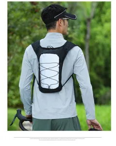 Outdoor cycling backpack lightweight hydration pack details, breathable mesh and elastic cords.