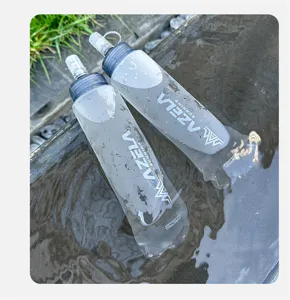 Collapsible 500ml running soft flask portable outdoor hydration water bottle for hiking sport.