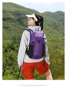 Azela 15L Outdoor Wanderrucksack, lila Gittergewebe, ideal für Trekking, Laufen und Sport.