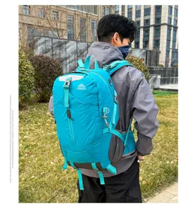 Azela 45L outdoor hiking backpack for men, large capacity sports rucksack with rain cover.