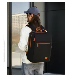 Stylish business casual laptop backpack with large capacity and multi-layer storage for daily use.