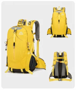AZELA 40L hiking backpack detail view showing ergonomic straps and breathable mesh.