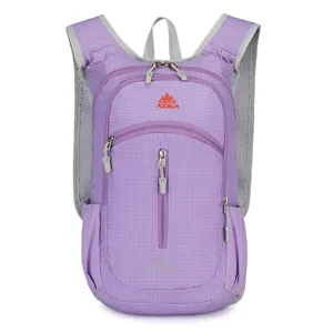 Azela 10L Outdoor Sport Wanderrucksack in Lila Gitter wasserabweisendes Design Vorderansicht