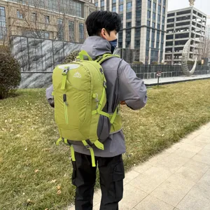 Outdoor mountaineering backpack large capacity hiking sports travel daypack with rain cover green