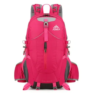 Hot pink outdoor mountaineering backpack, durable large capacity hiking sports backpack.