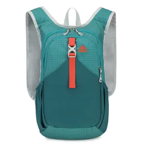 Lightweight outdoor cycling backpack with grid pattern, breathable mesh shoulder straps and buckle.