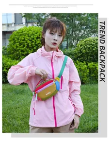 Color-blocking crossbody bag for outdoor travel and sports casual wear with adjustable strap.
