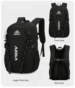 Black mountaineering backpack outdoor sports lightweight travel backpack multi-angle view