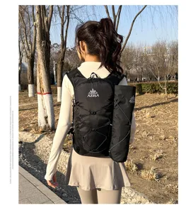 Azela black running backpack, breathable mesh straps and side pocket for outdoor sports.