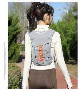Grey outdoor running backpack 10l vest style marathon cycling hiking sports hydration pack