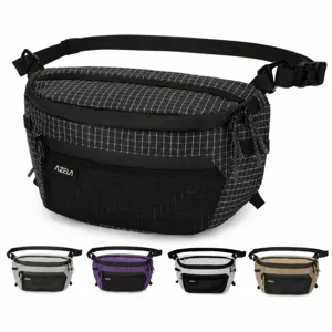 Casual Waterproof Grid Chest Bag Outdoor Sports Crossbody Bag Lightweight MultiPocket Sling Bag Travel Daypack