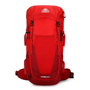 Azela 36L red hiking backpack, outdoor travel sports waterproof rucksack for camping.