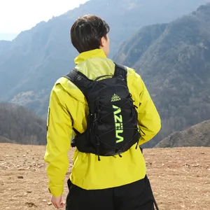 Outdoor mountaineering backpack for running and hiking, lightweight breathable sports bag view.