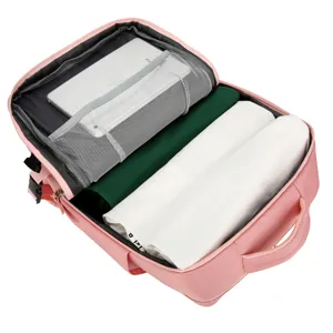 Women large capacity travel backpack pink business computer school bag with multi-compartments