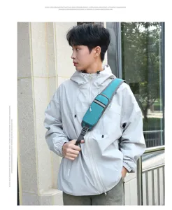 Men's stylish teal chest bag, casual multi-functional crossbody sling bag for daily use.