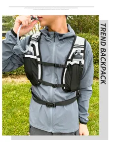Details of lightweight nylon cycling backpack, outdoor hiking sports hydration pack.