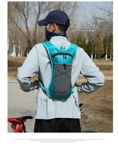 Outdoor cycling hydration backpack, lightweight running hiking water bag daypack detail view.