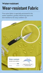 Water-resistant outdoor backpack fabric detail showing high durability and wear resistance.